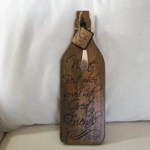 Mud Pie Wood Bottle Shaped Cheese Board & Knife 15"